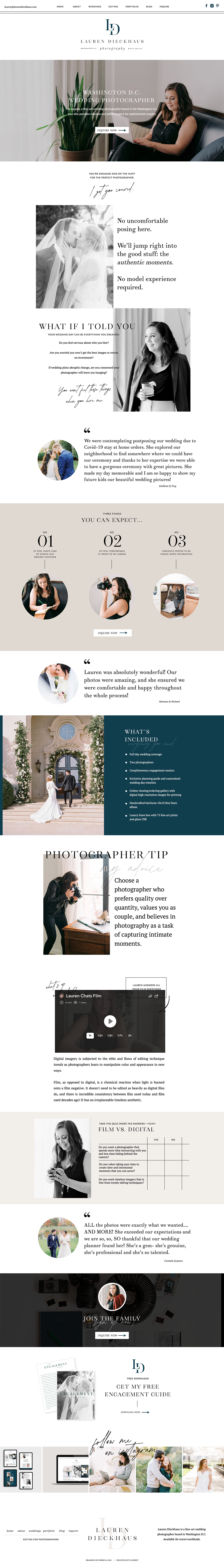 custom showit website for wedding photographer / editorial / modern / template