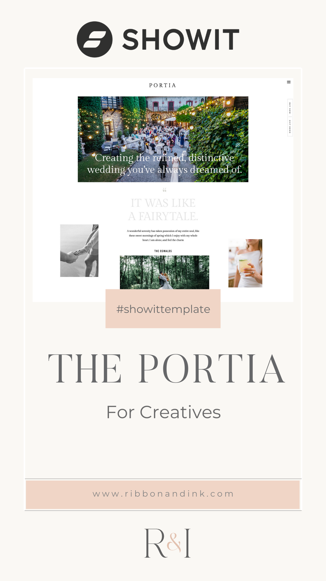 modern editorial showit website template for creatives and wedding businesses