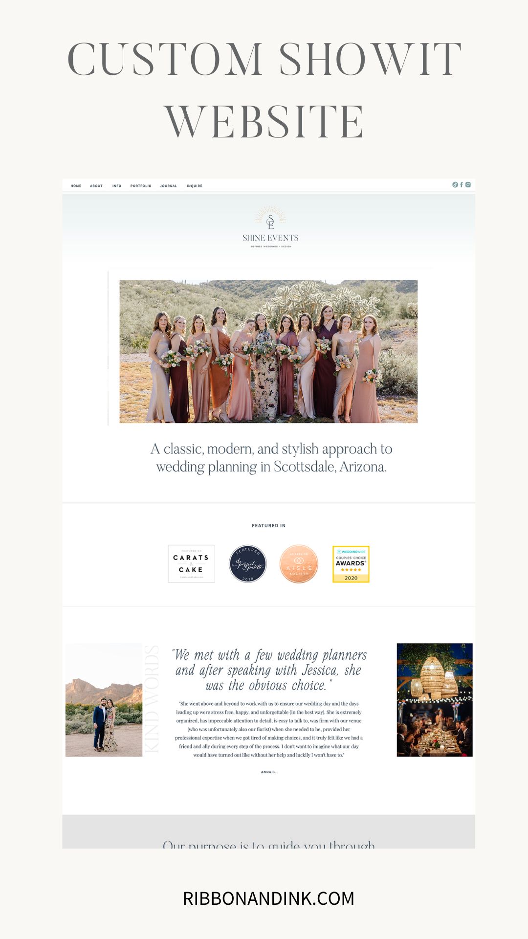 showit website for wedding planner / showit designer / showit template / branding for creatives