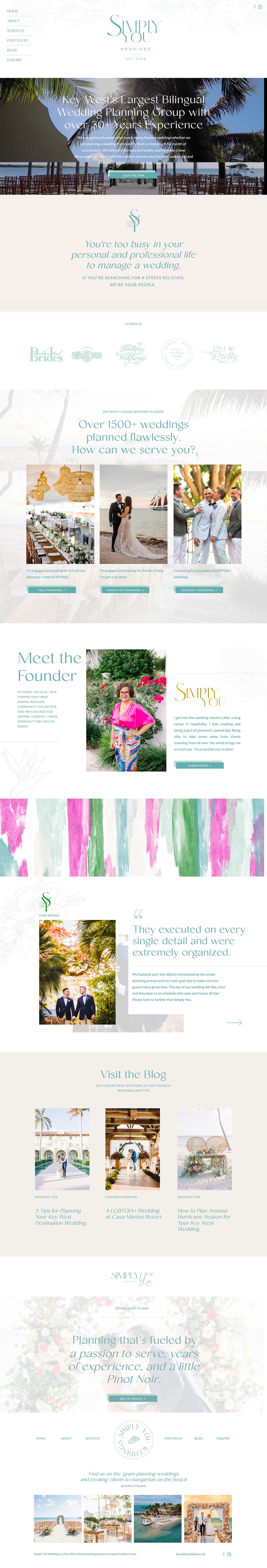 custom showit website for wedding planner / tropical / colorful / showit designer for creatives and wedding businesses