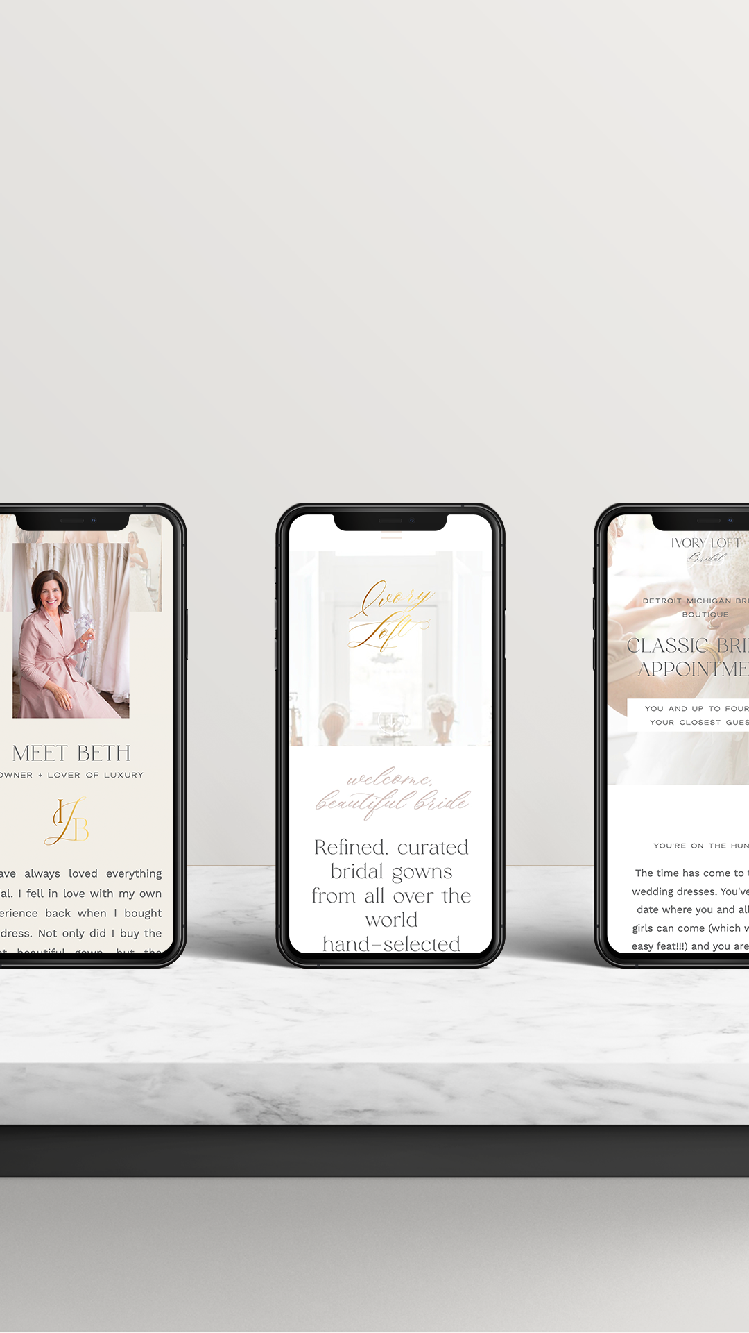custom showit website for wedding businesses and creatives / wedding boutique website / wedding boutique logo