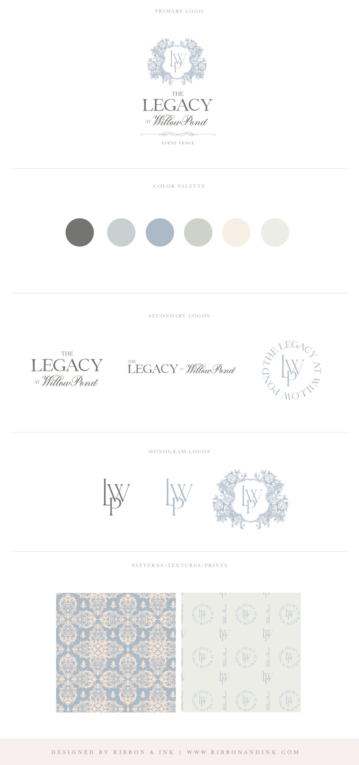 custom branding / brand identity / wedding venue logo / romantic