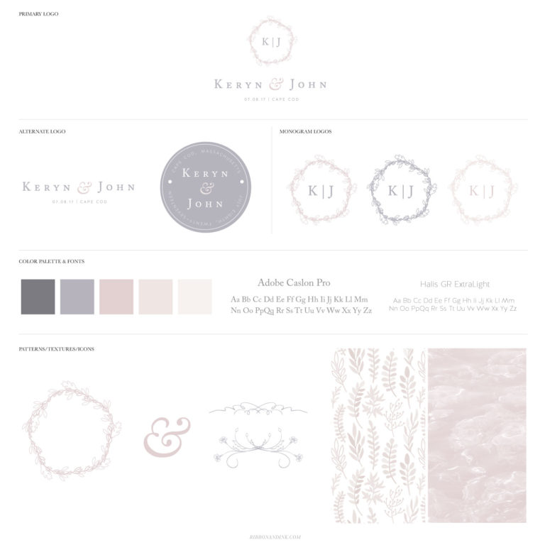 Pink and Lavender Custom Wedding Brand and Invitation Suite