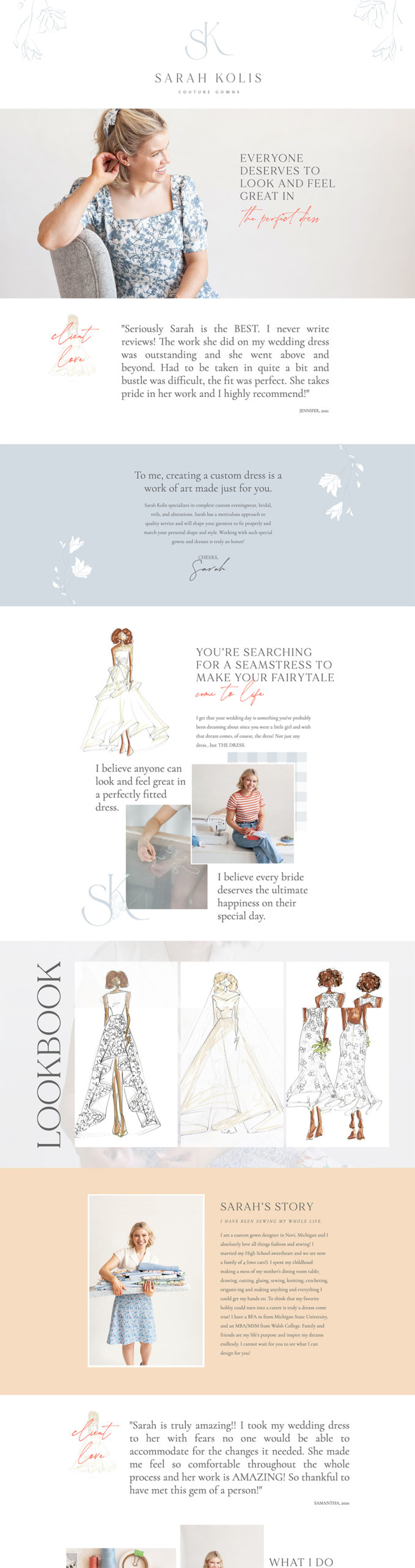 custom showit website template / showit designer / branding for creatives / branding for wedding businesses / gown designer / wedding boutique