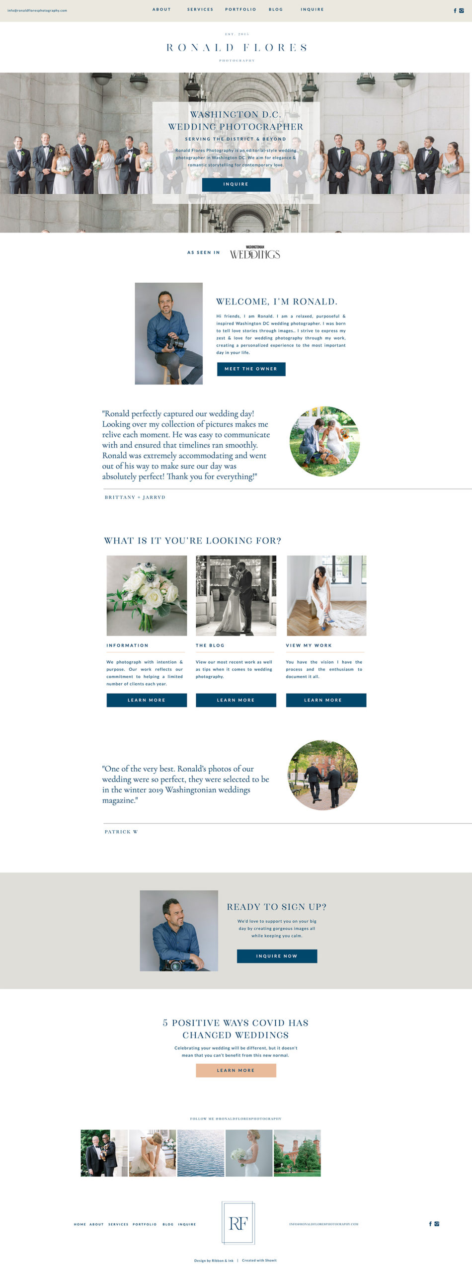 showit website template customized / dc wedding photographer / masculine / for men