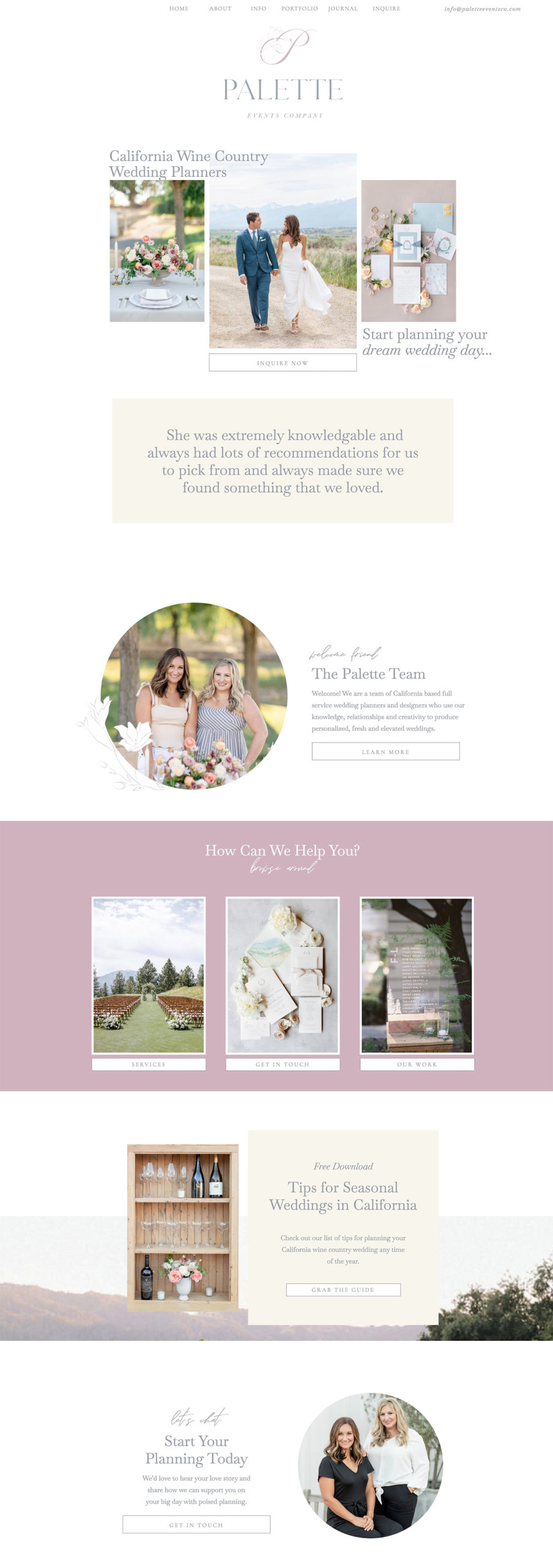 custom showit website / showit designer / wedding planner website