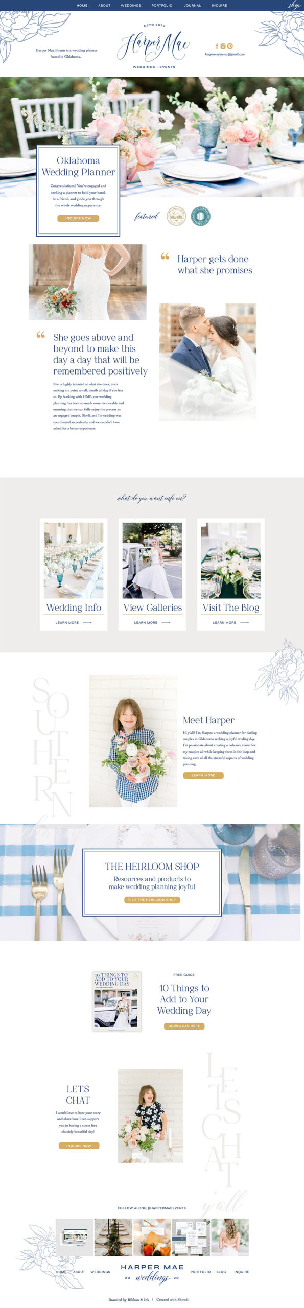 custom showit website / branding and web design for wedding planner creative businesses