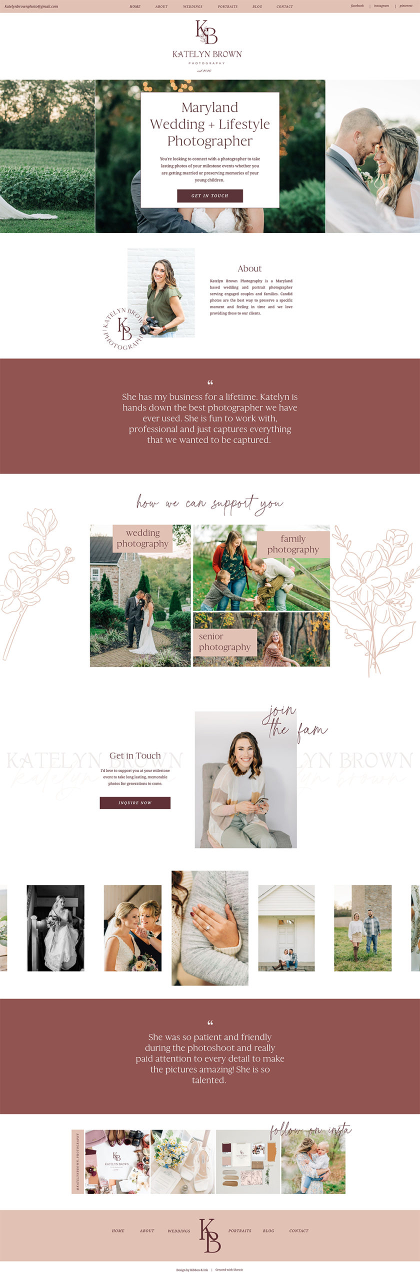 custom showit website / showit designer / wedding photographer brand and website