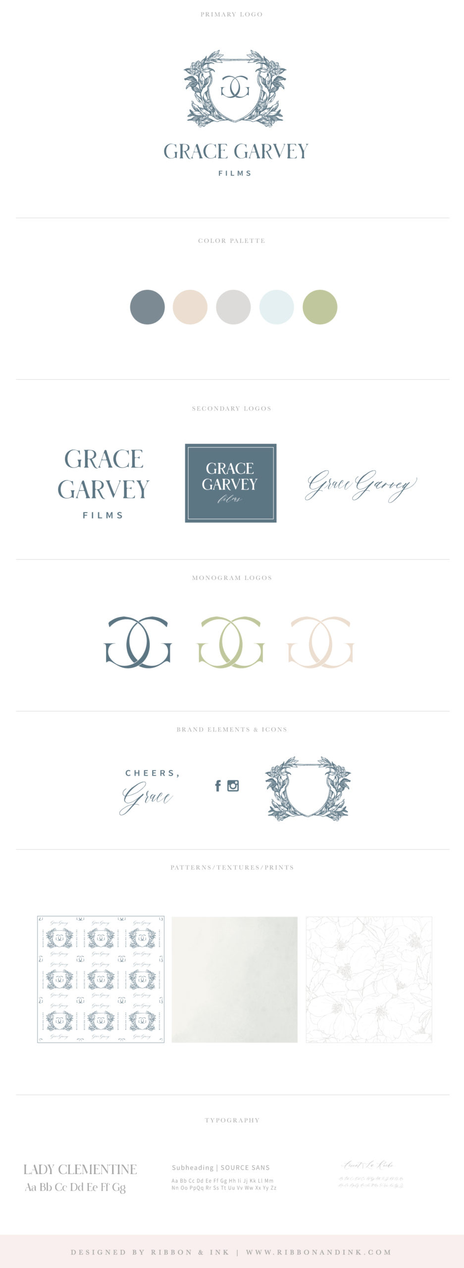 brand board / custom crest / branding for creatives and wedding businesses / logo designer / fine art / wedding videographer