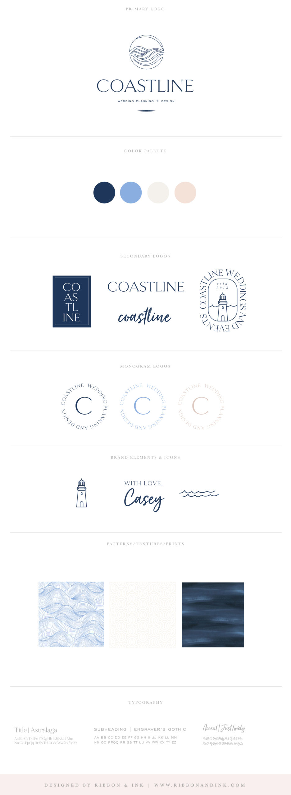 branding board / custom brand / branding for creatives / branding for wedding pros / logo concept / coastal / logo / showit designer