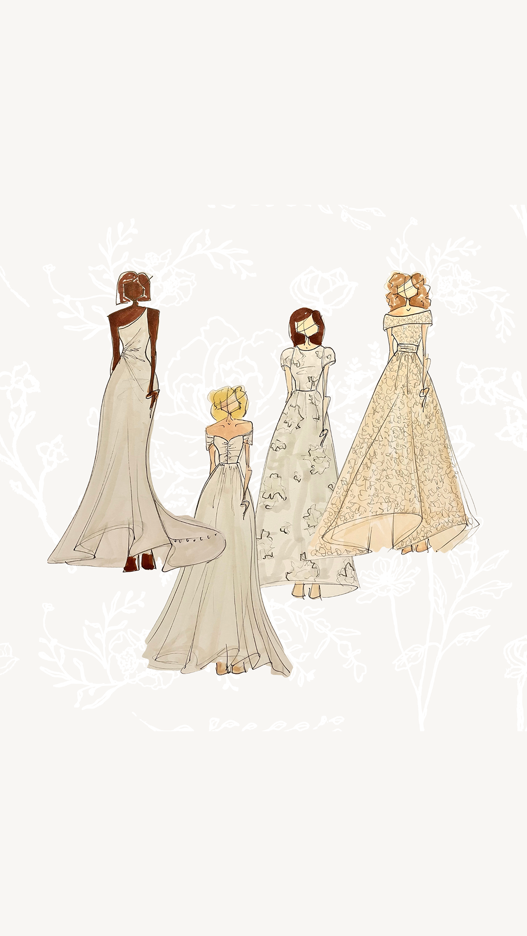 custom bridal gown sketches / sarah kolis / branding for wedding pros
