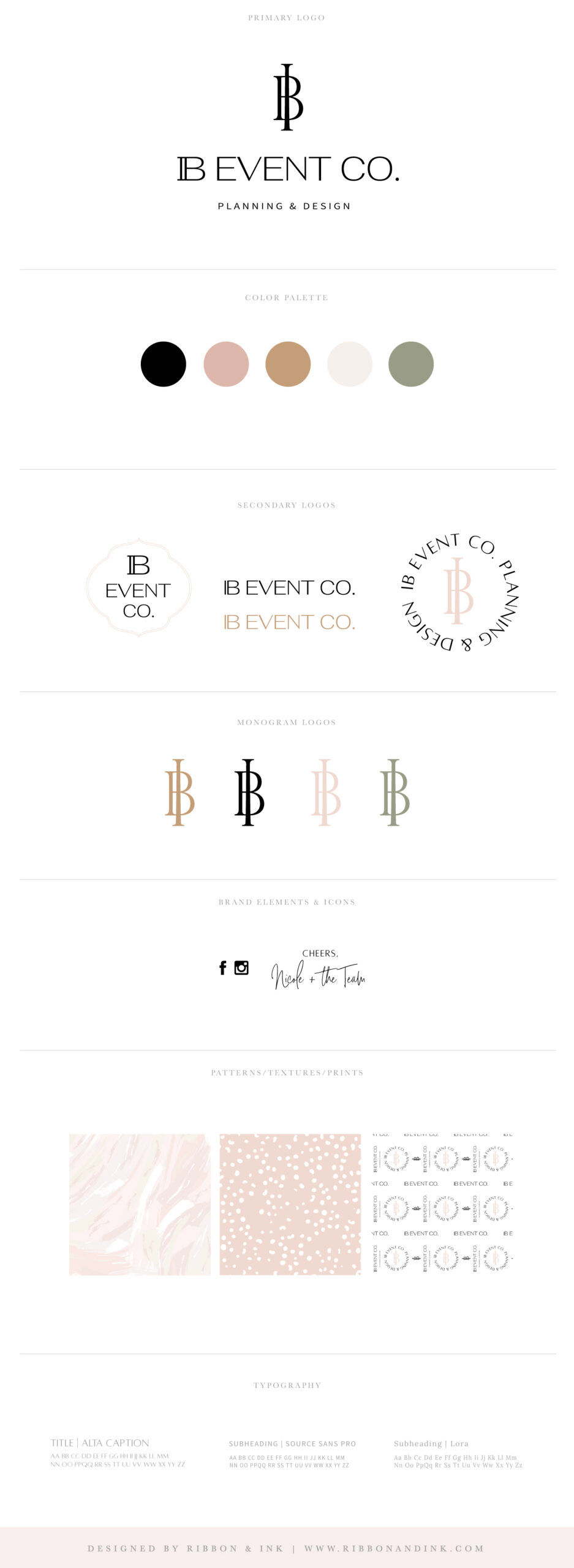 brand board / branding for creatives and wedding businesses / wedding planner logo / feminine branding