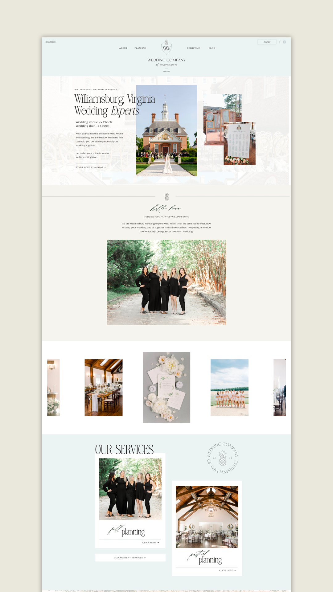 custom showit website for wedding planner / showit design partner / showit designer / branding for creatives