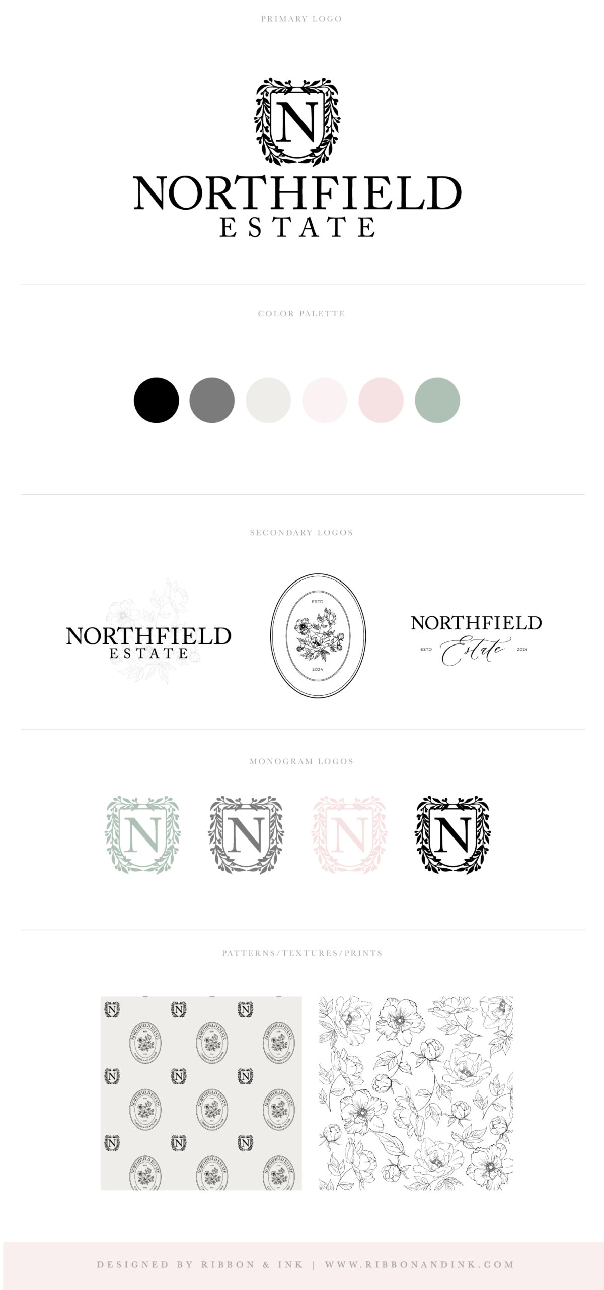 branding board / brand identity / wedding venue logo and website / logo design / wedding venue brand