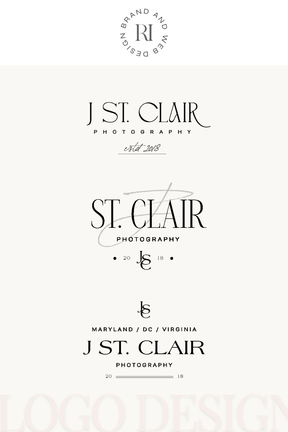 Logo concept design for a custom brand for a Virginia wedding photographer.