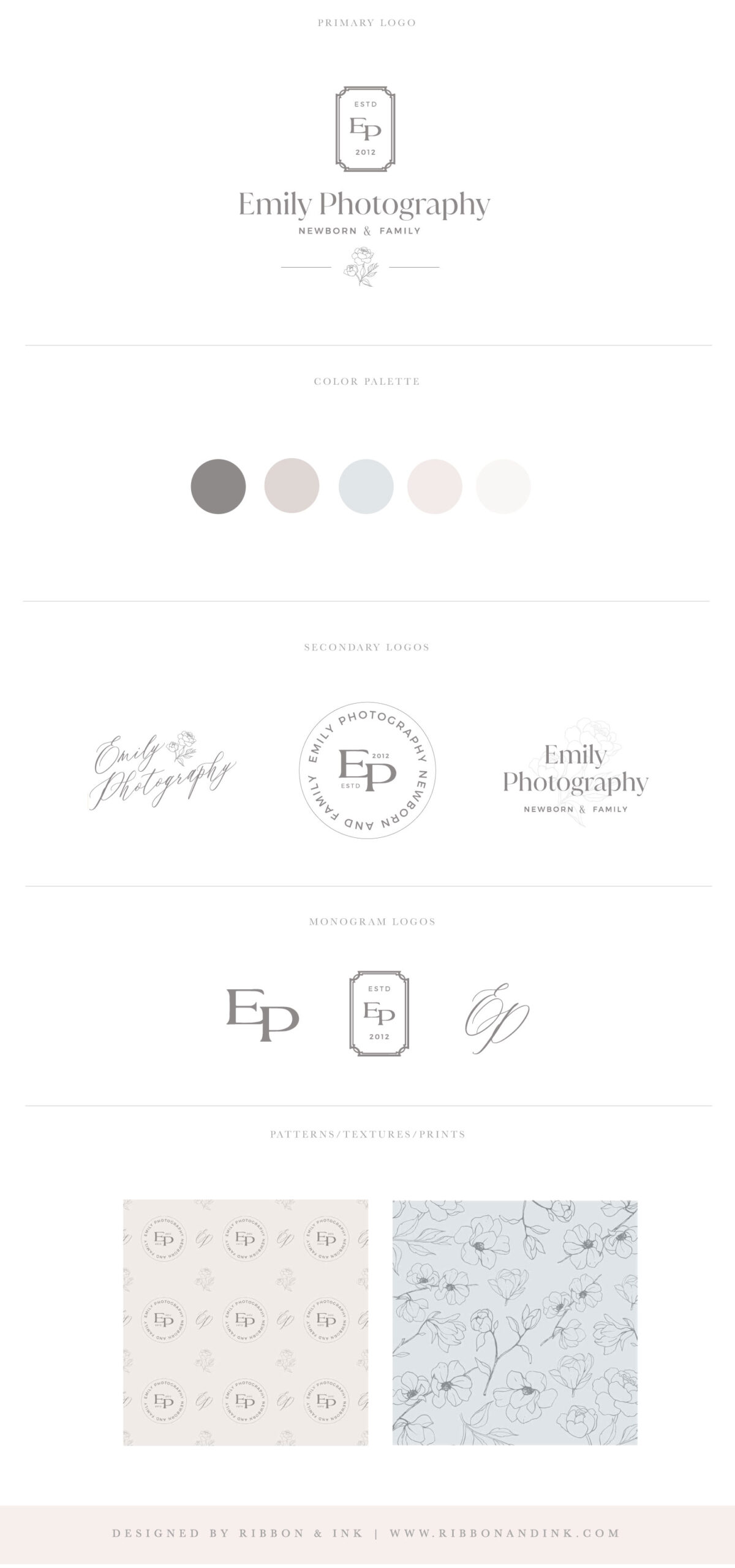 brand board design / family motherhood photographer logo and branding