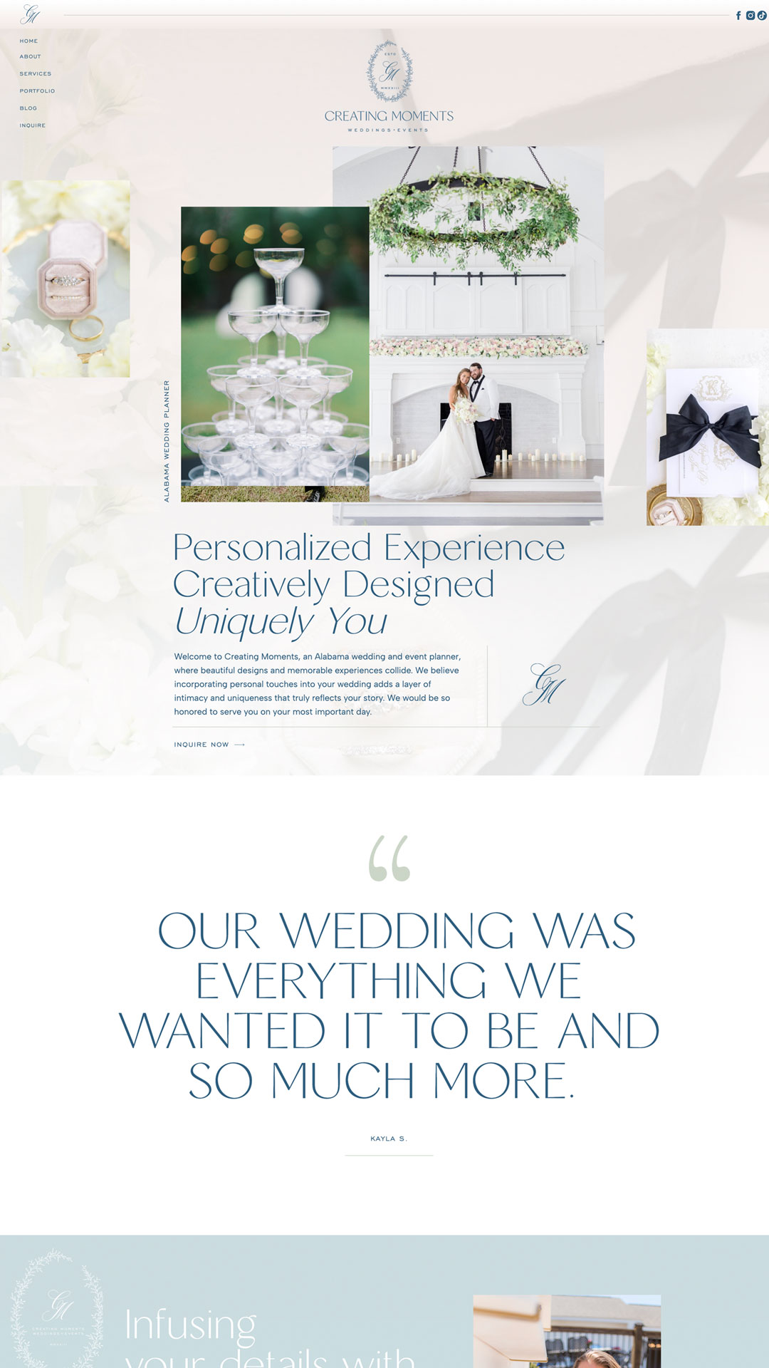 Custom brand design and Showit website template for wedding planner 