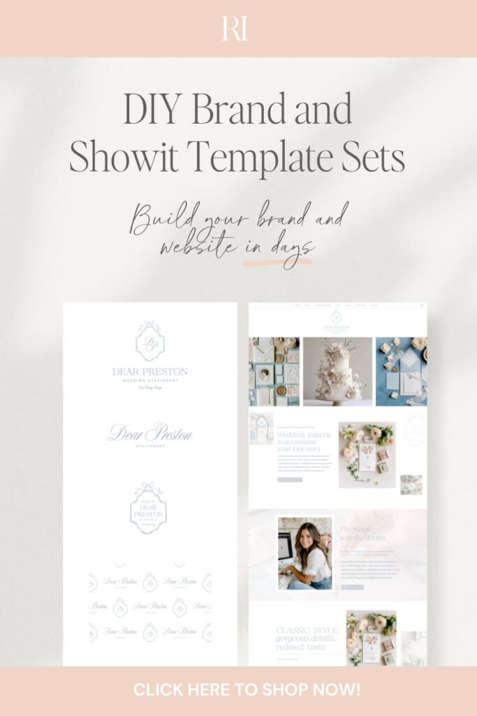 showit website template with shop for wedding stationery business