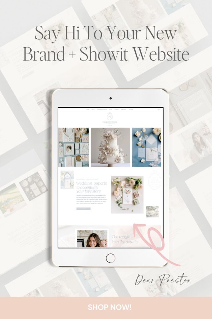 showit website template with shop for wedding stationery business