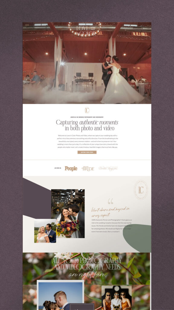 custom brand and Showit website for wedding photographer