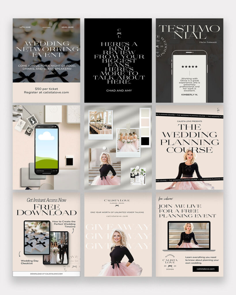 Showit website template for creatives, wedding pros, planners, photographers ; diy branding ; canva instagram templates ; flodesk templates