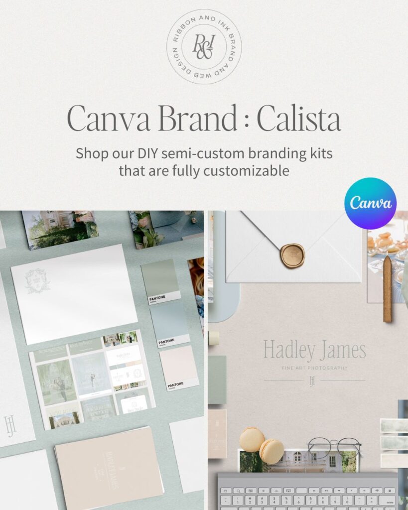 Canva Brand for Wedding Pros | DIY Branding ; marketing kit for photographers and wedding planners ; showit website template ; romantic