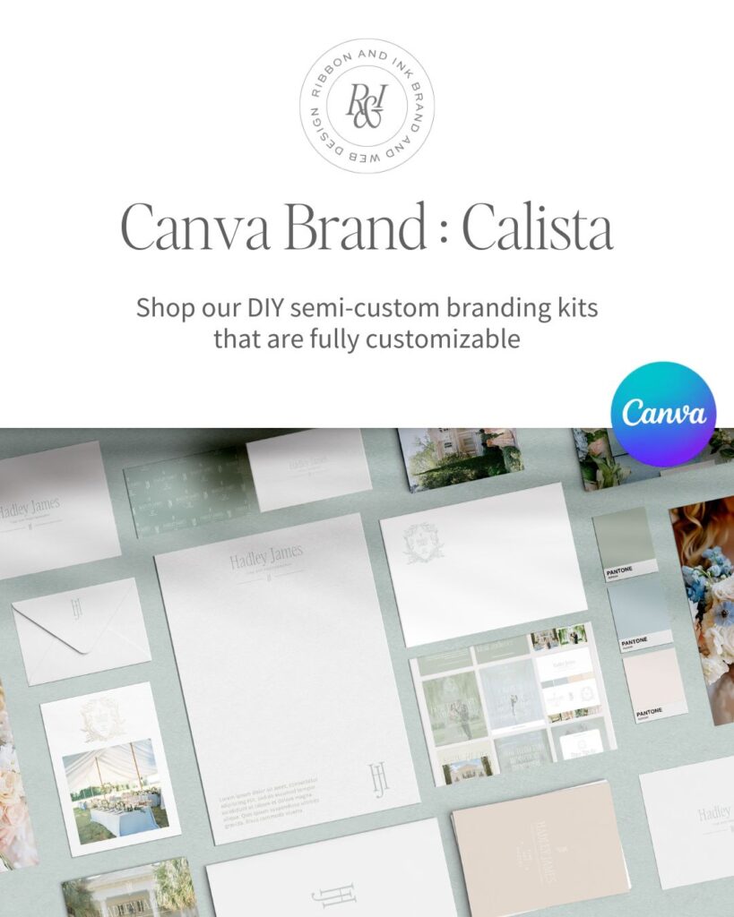 Canva Brand for Wedding Pros | DIY Branding ; marketing kit for photographers and wedding planners ; showit website template ; romantic