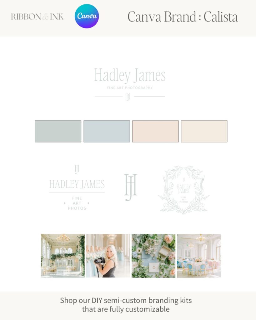Canva Brand for Wedding Pros | DIY Branding ; marketing kit for photographers and wedding planners ; showit website template ; romantic