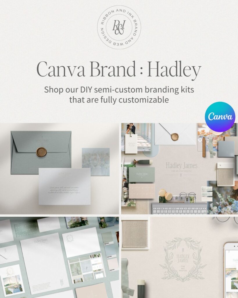 Canva Brand for Wedding Pros | DIY Branding ; marketing kit for photographers and wedding planners ; showit website template ; romantic