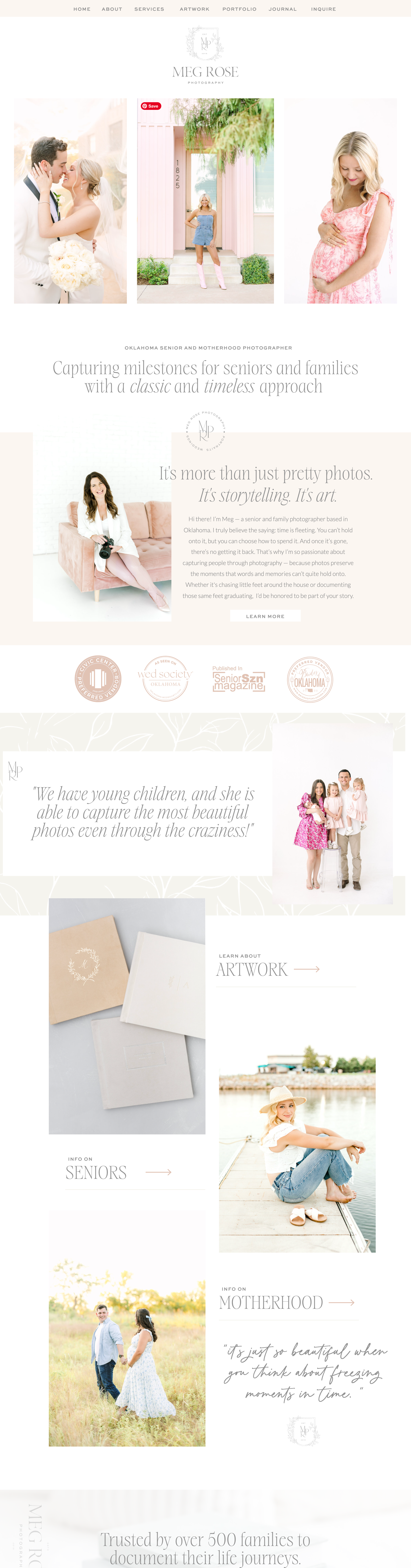 showit website template for motherhood and senior photographers