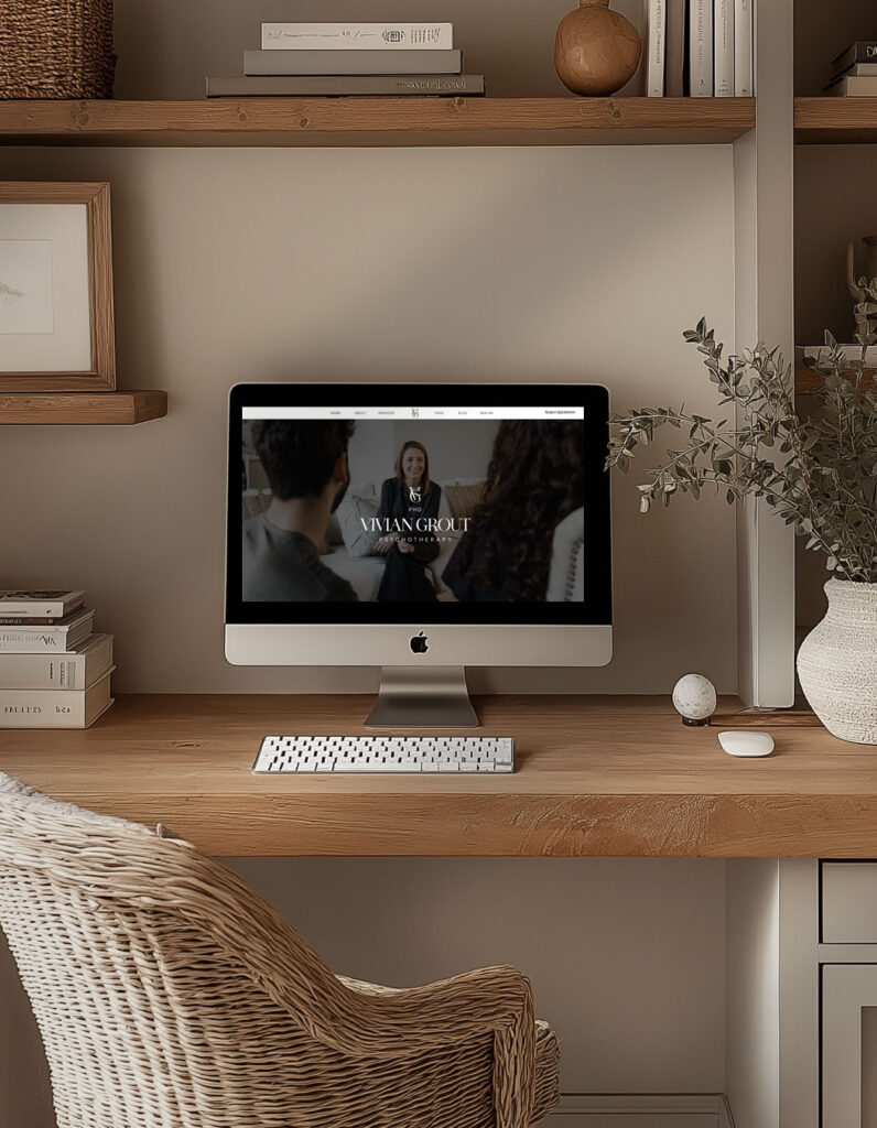 Psychotherapist Brand and Website ; Showit website design, custom brand design, affordable website package, brand and website in 3 weeks