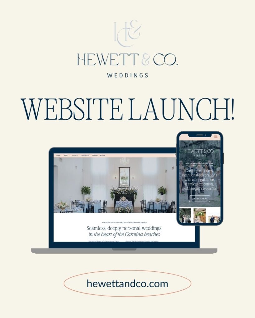 Custom Brand and Showit Website for Carolina Wedding Planner ; branding for wedding planners; Showit website for wedding planners; Showit template