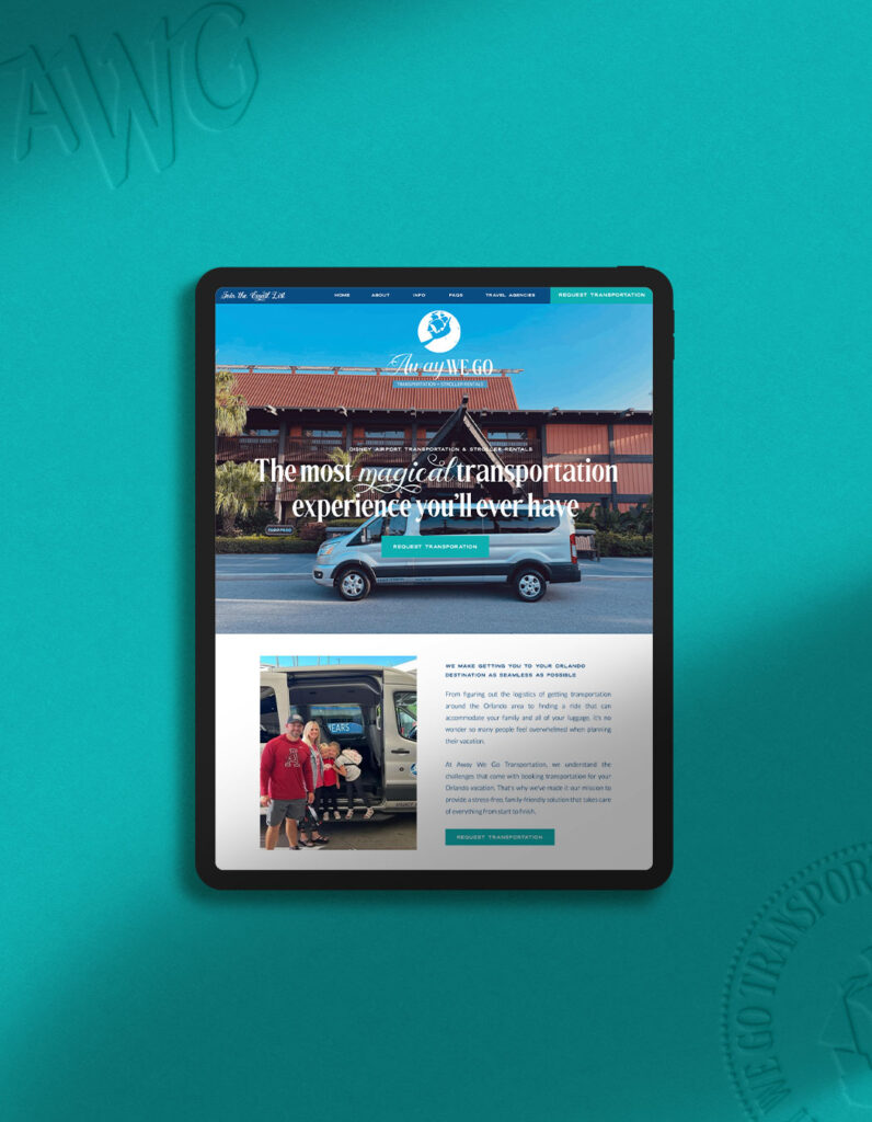 Brand and Website Refresh for Disney Transportation Service; customized Showit website template; travel Showit website template
