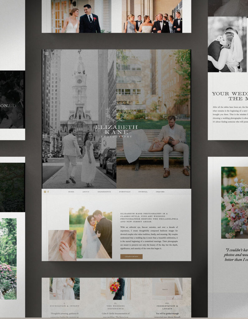 custom brand identity for wedding photographer \ showit website