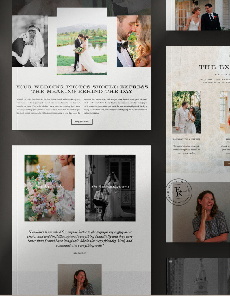 custom brand identity for wedding photographer \ showit website