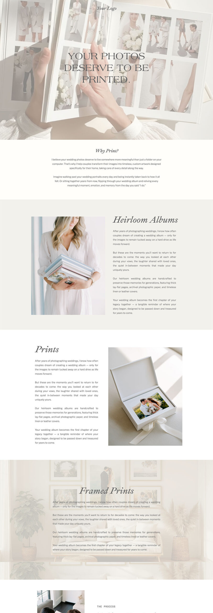 showit photographer album page template