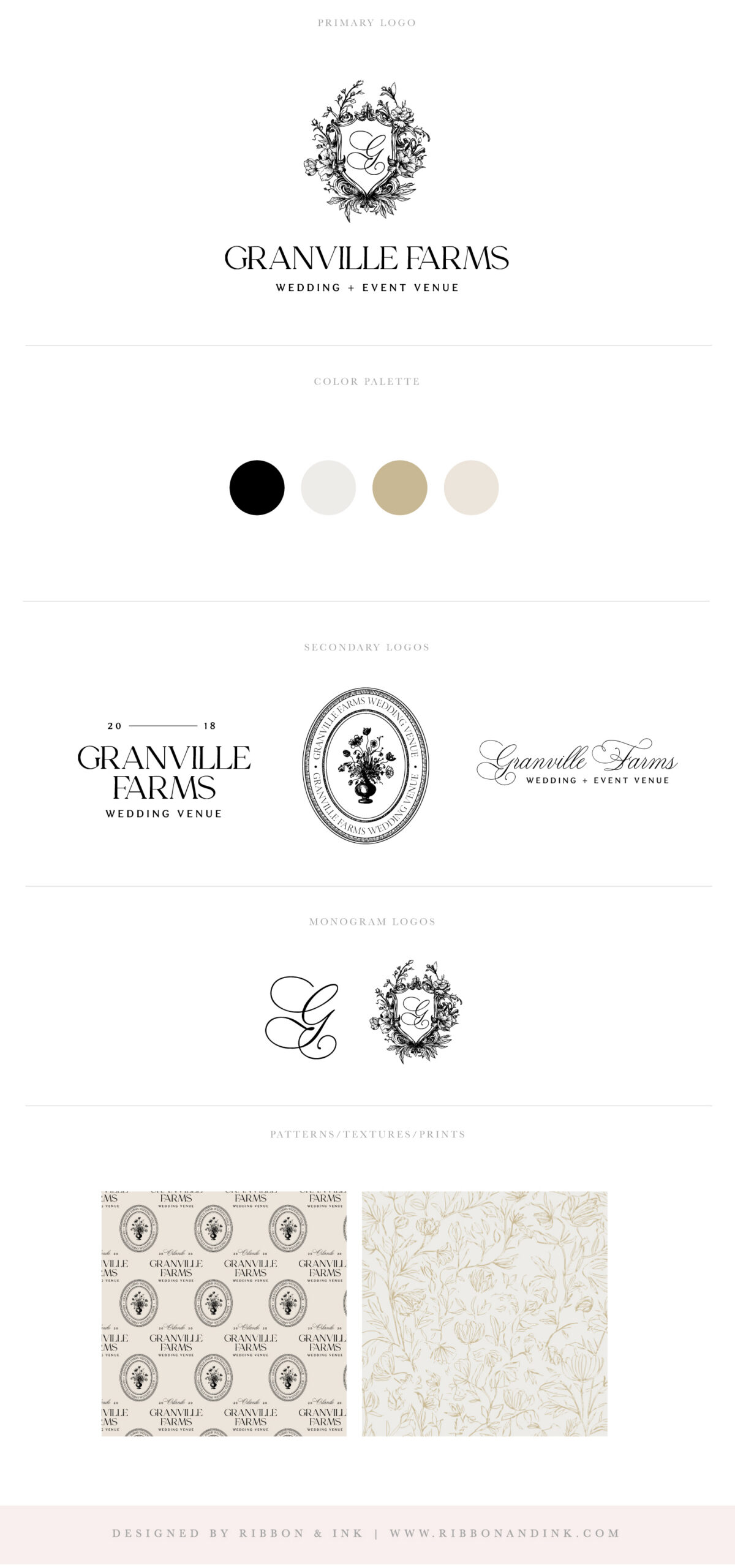 showit website for wedding venue ; luxury showit template; logo design for wedding venue; brand board